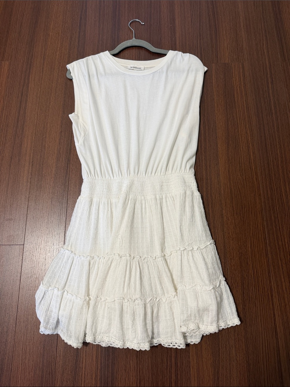 Heartloom White Sleeveless Tiered Smocked-Waist Dress